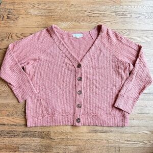 Two by Vince Camuto Cardigan Womens XXL Buttons Coral Sweater Grandpacore Preppy